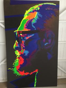 hand painted over printed image onto canvas