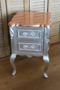 silver and copper leafed bedside table