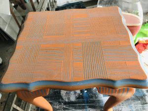colourful combed table