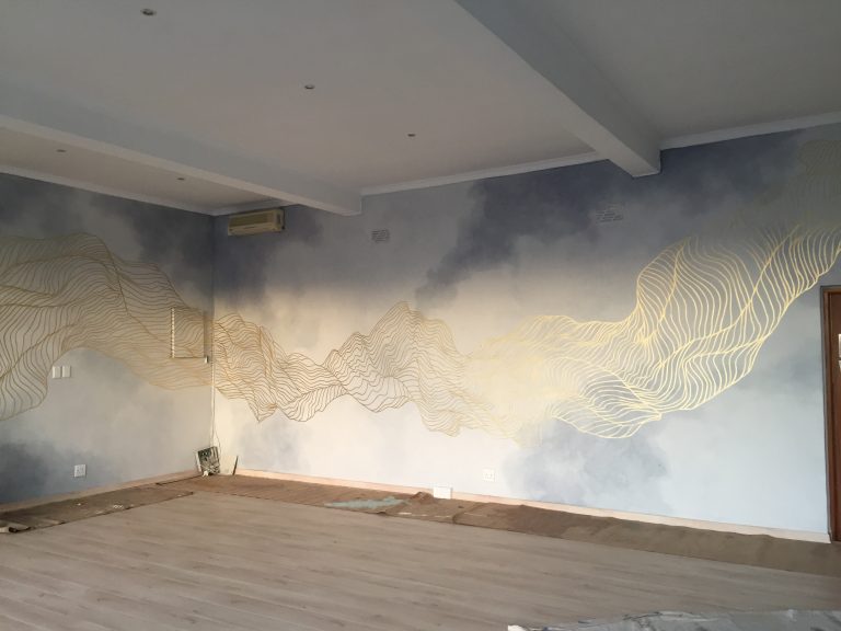 Wall Finishes- cloudy effect with gold detail