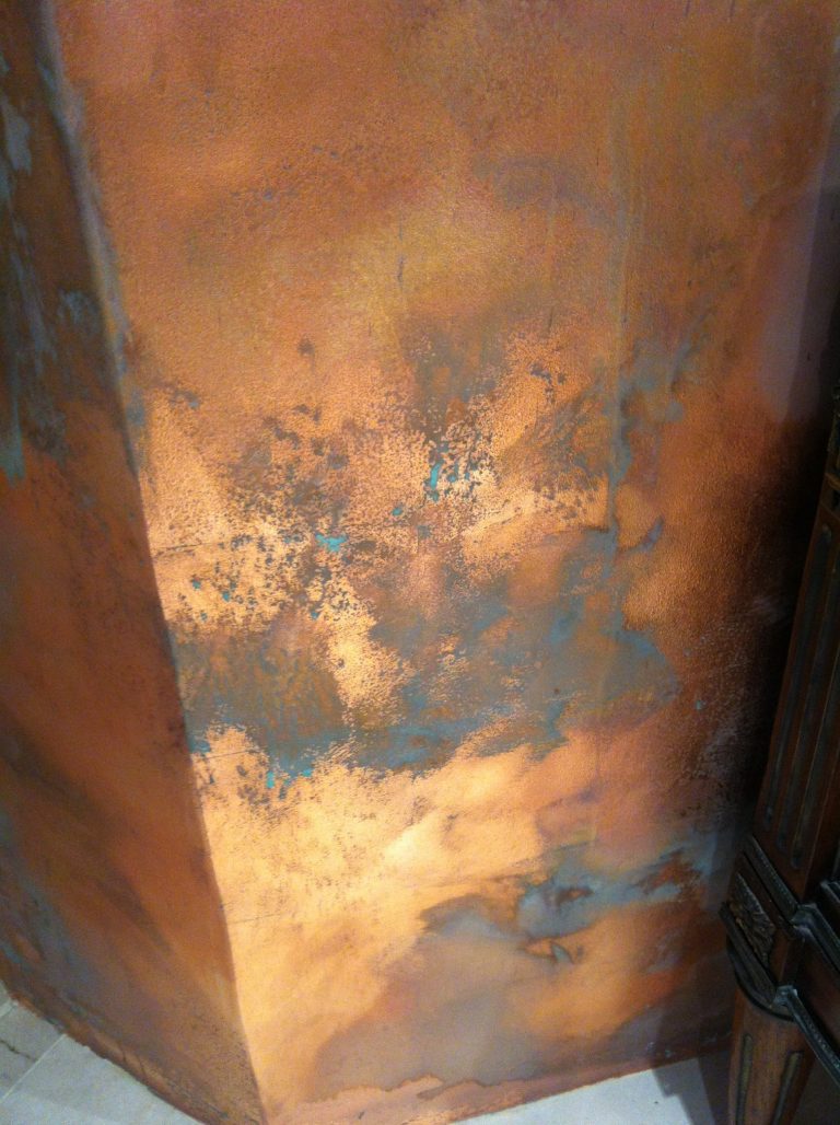 Wall Finishes-copper leaf distressed
