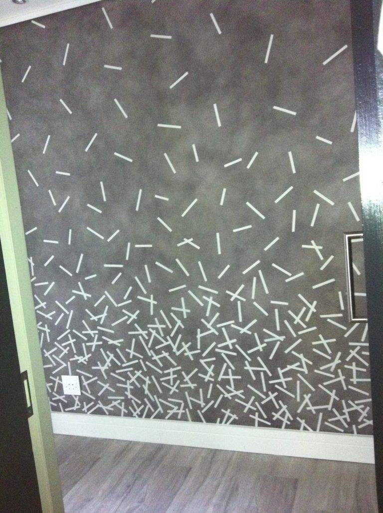 Wall Finishes-cloudy washed effect with stencil design