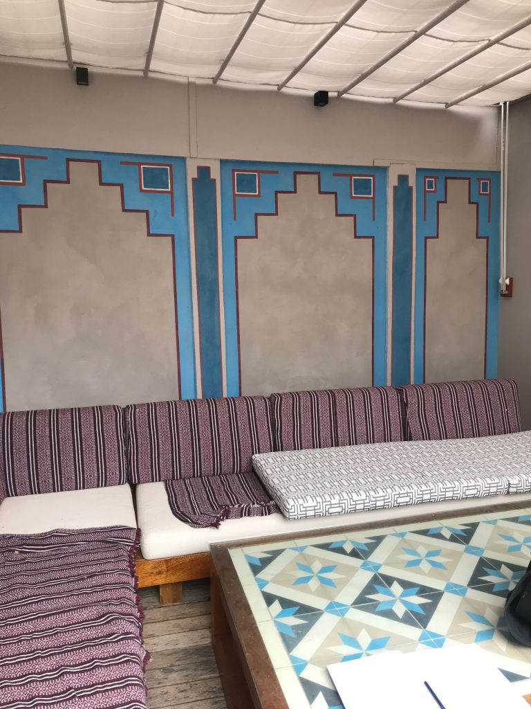 panels painted with cloudy effect